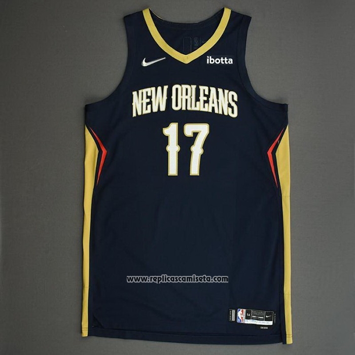 Camiseta New Orleans Pelicans Jonas Valanciunas #17 Icon Autentico Azul